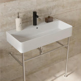 Dornberg 32" Bathroom Ceramic Console Sink White Basin and Legs with Overflow