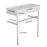 Dornberg 32" Bathroom Ceramic Console Sink White Basin and Legs with Overflow