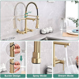 Dornberg Wall Mount Kitchen Faucet with Pull Down Sprayer, Spring Faucet