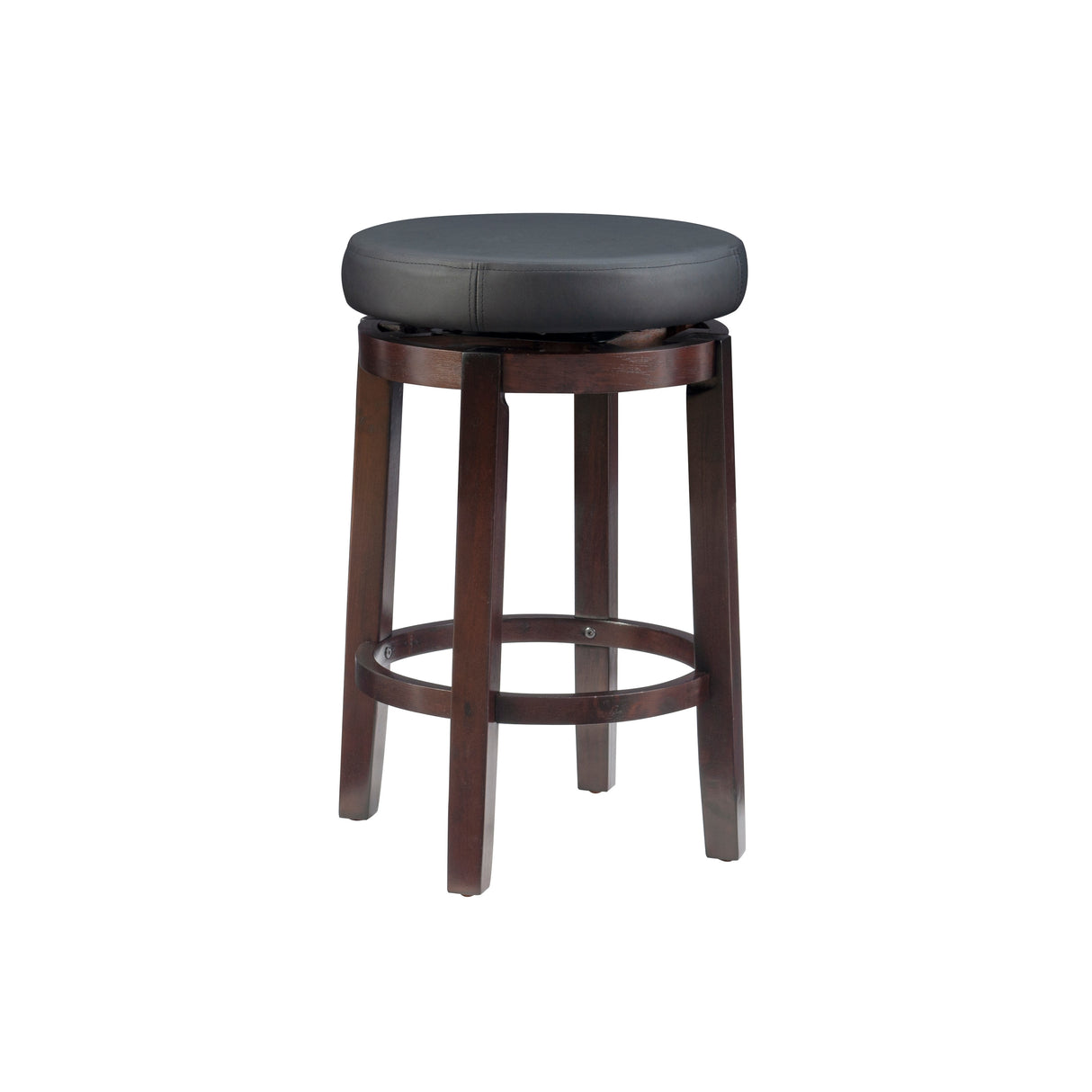 Dorothy Black Wood 25-Inch Backless Faux Leather Swivel Counter Stool