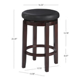 Dorothy Black Wood 25-Inch Backless Faux Leather Swivel Counter Stool