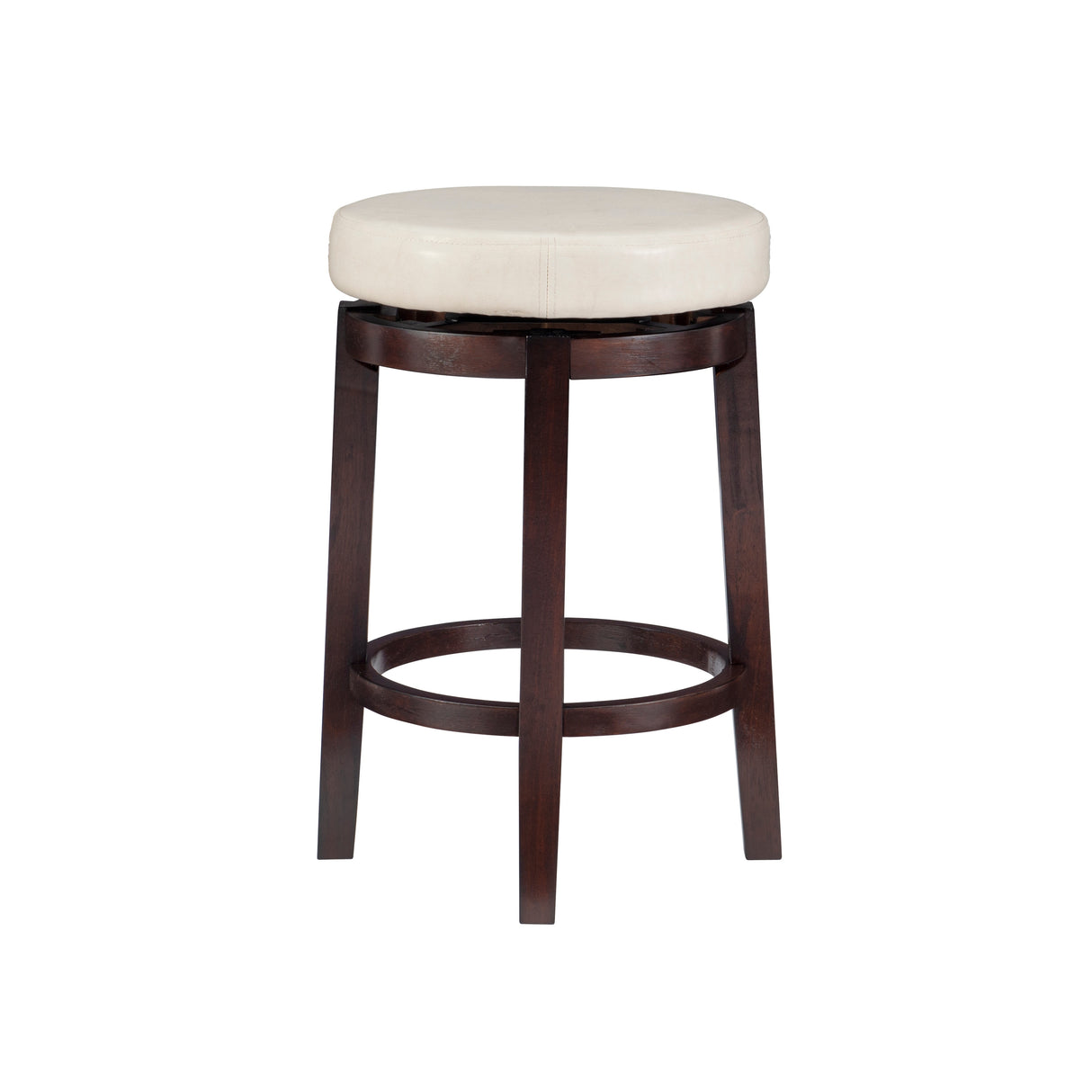 Dorothy Cream Faux Leather Backless Swivel Counter Stool - N/A