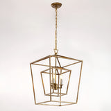 17 Iinches Wide Double Cage Lantern Pendant Lamp 3-Light Stairway Entry Chandelier Ceiling Light