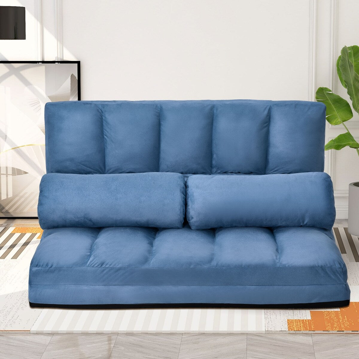 Double Chaise Lounge Sofa with Two Pillows for Living Room