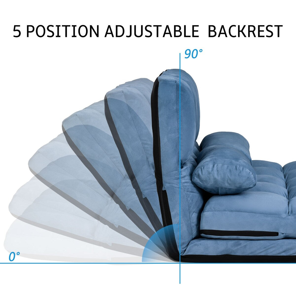 Double Chaise Lounge Sofa with Two Pillows for Living Room