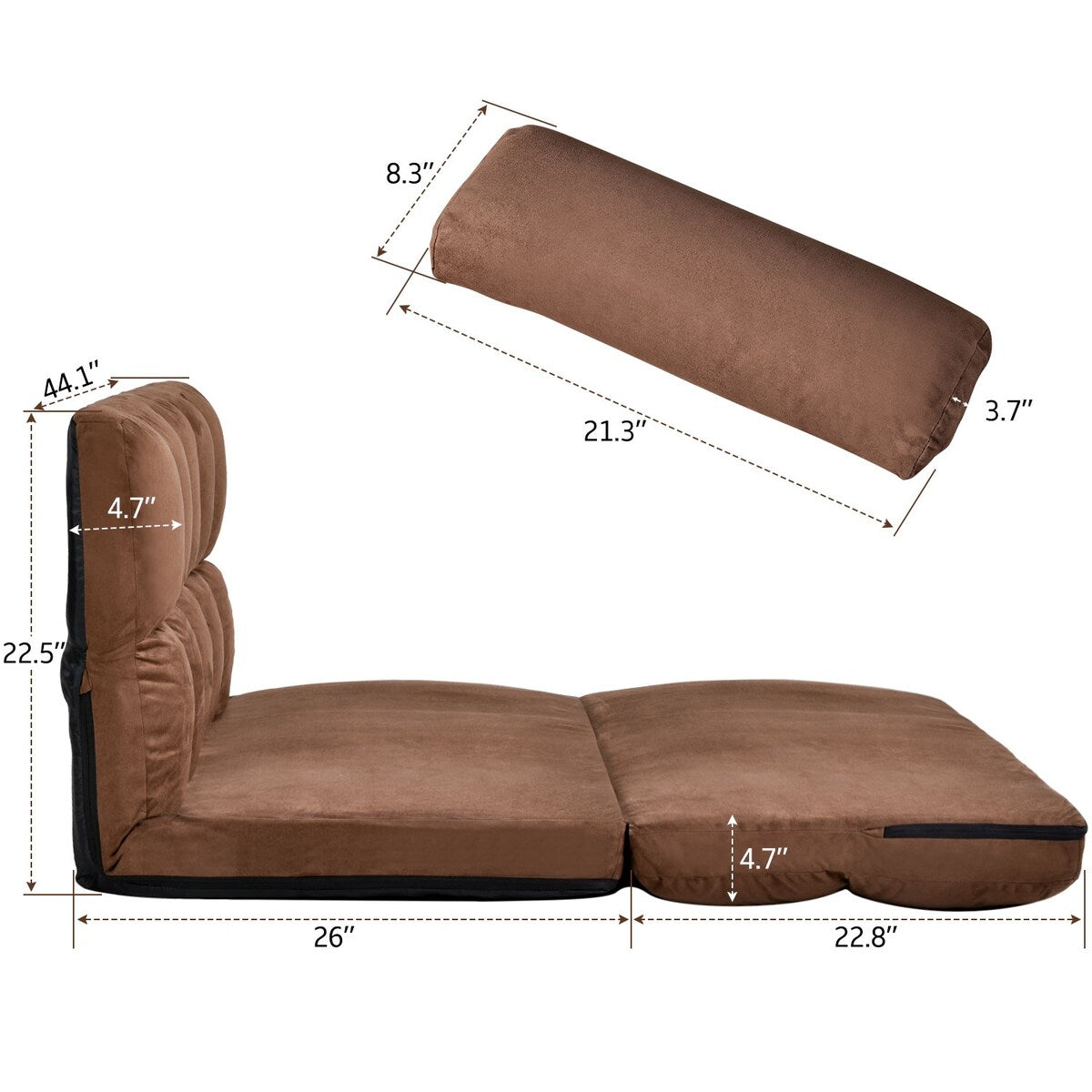 Double Chaise Lounge Sofa with Two Pillows for Living Room
