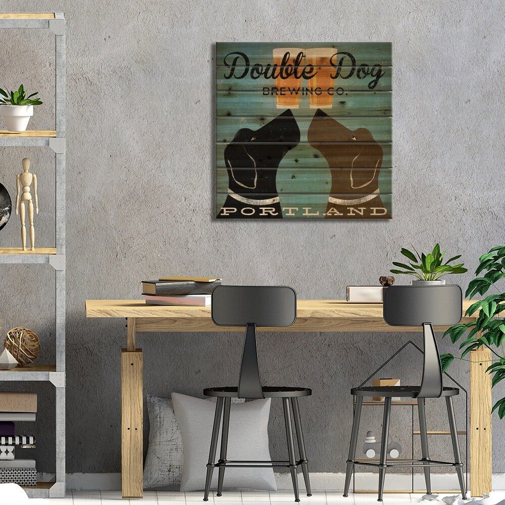 Double Dog Brewing Co. Print On Wood by Ryan Fowler - Multi-Color
