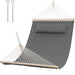 Double Hammock Quilted Fabric Swing with Spreader Bars and Detachable Pillow, 450 LBS Weight Capacity - 122 x 55 x 1 inches