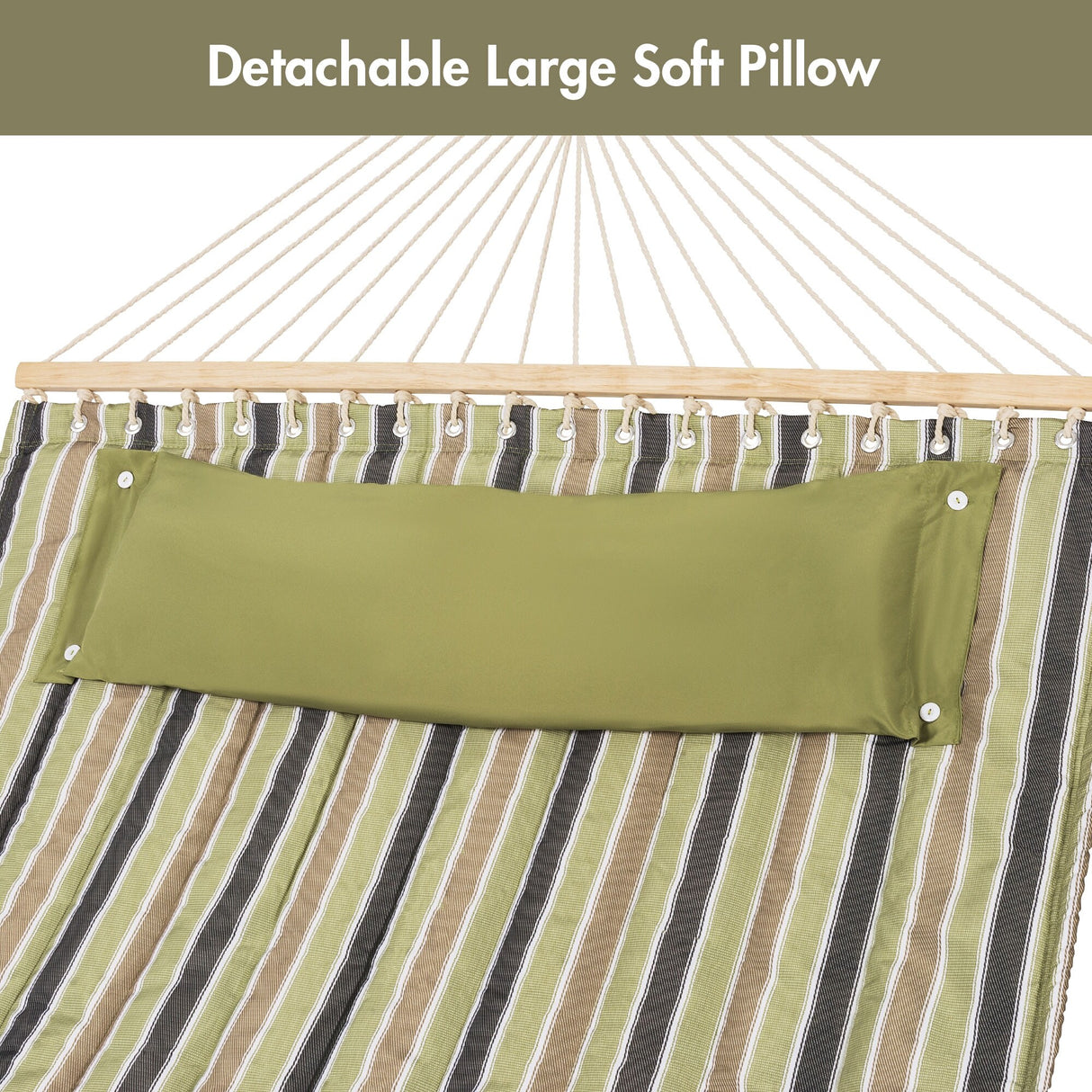 Double Hammock Quilted Fabric Swing with Spreader Bars and Detachable Pillow, 450 LBS Weight Capacity - 122 x 55 x 1 inches
