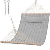 Double Hammock Quilted Fabric Swing with Spreader Bars and Detachable Pillow, 450 LBS Weight Capacity - 122 x 55 x 1 inches