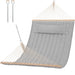 Double Hammock Quilted Fabric Swing with Spreader Bars and Detachable Pillow, 450 LBS Weight Capacity - 122 x 55 x 1 inches