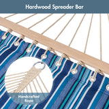 Double Hammock Quilted Fabric Swing with Spreader Bars and Detachable Pillow, 450 LBS Weight Capacity - 122 x 55 x 1 inches
