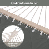 Double Hammock Quilted Fabric Swing with Spreader Bars and Detachable Pillow, 450 LBS Weight Capacity - 122 x 55 x 1 inches