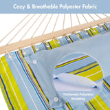 Double Hammock Quilted Fabric Swing with Spreader Bars and Detachable Pillow, 450 LBS Weight Capacity - 122 x 55 x 1 inches