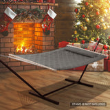 Double Hammock Quilted Fabric Swing with Spreader Bars and Detachable Pillow, 450 LBS Weight Capacity - 122 x 55 x 1 inches