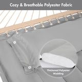 Double Hammock Quilted Fabric Swing with Spreader Bars and Detachable Pillow, 450 LBS Weight Capacity - 122 x 55 x 1 inches