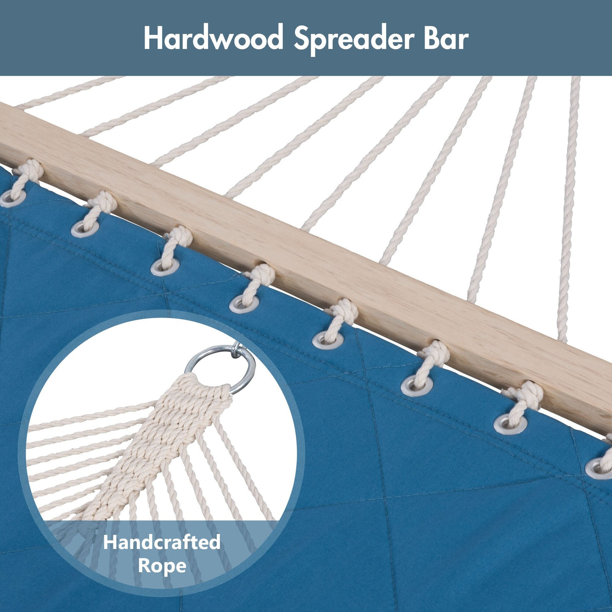 Double Hammock Quilted Fabric Swing with Spreader Bars and Detachable Pillow, 450 LBS Weight Capacity - 122 x 55 x 1 inches