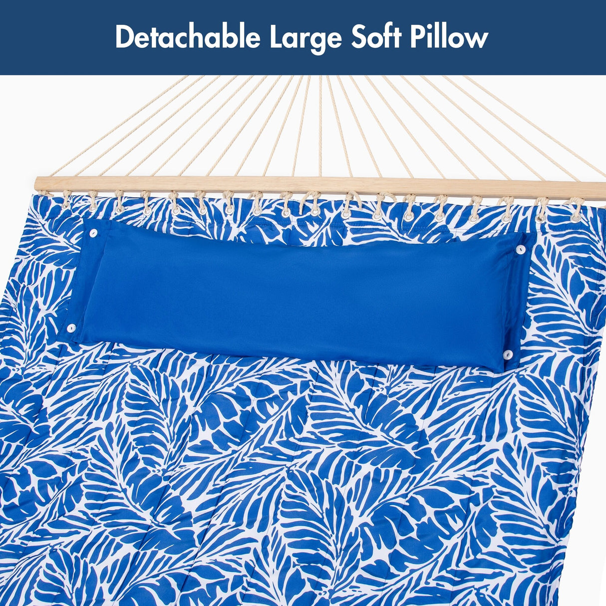Double Hammock Quilted Fabric Swing with Spreader Bars and Detachable Pillow, 450 LBS Weight Capacity - 122 x 55 x 1 inches