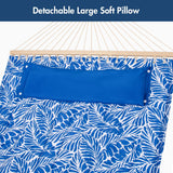 Double Hammock Quilted Fabric Swing with Spreader Bars and Detachable Pillow, 450 LBS Weight Capacity - 122 x 55 x 1 inches
