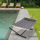 Double Hammock Quilted Fabric Swing with Spreader Bars and Detachable Pillow, 450 LBS Weight Capacity - 122 x 55 x 1 inches