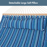 Double Hammock Quilted Fabric Swing with Spreader Bars and Detachable Pillow, 450 LBS Weight Capacity - 122 x 55 x 1 inches
