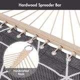 Double Hammock Quilted Fabric Swing with Spreader Bars and Detachable Pillow, 450 LBS Weight Capacity - 122 x 55 x 1 inches