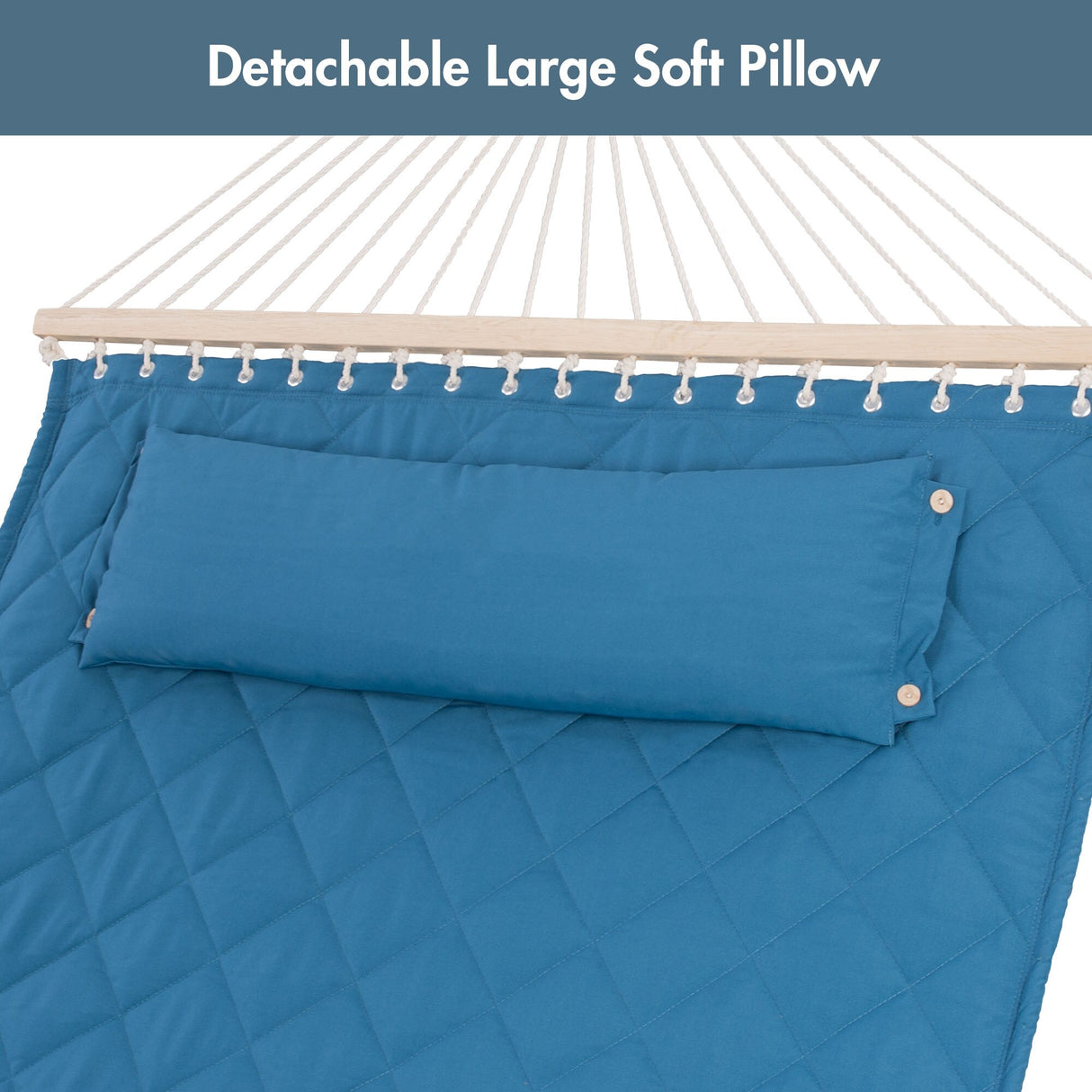 Double Hammock Quilted Fabric Swing with Spreader Bars and Detachable Pillow, 450 LBS Weight Capacity - 122 x 55 x 1 inches