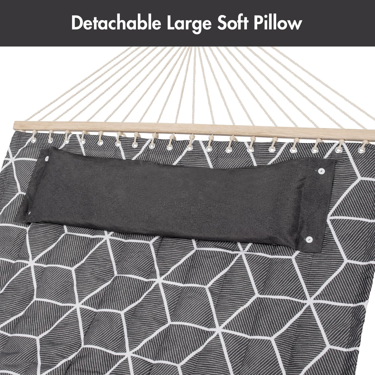 Double Hammock Quilted Fabric Swing with Spreader Bars and Detachable Pillow, 450 LBS Weight Capacity - 122 x 55 x 1 inches
