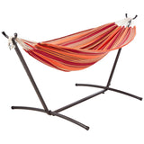Double Hammock with 9-Foot Space Saving Steel Stand and Carrying Case, 450 lb Capacity,Sunset Orange,Stripe,110 x 47 x 43