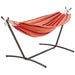 Double Hammock with 9-Foot Space Saving Steel Stand and Carrying Case, 450 lb Capacity,Sunset Orange,Stripe,110 x 47 x 43