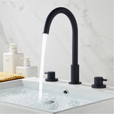 Double Handle 13''H Gooseneck Bathroom Sink Faucet Widespread in Black / Gold
