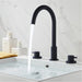 Double Handle 13''H Gooseneck Bathroom Sink Faucet Widespread in Black / Gold