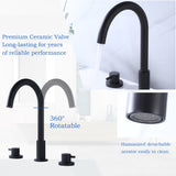 Double Handle 13''H Gooseneck Bathroom Sink Faucet Widespread in Black / Gold