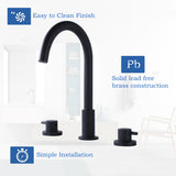 Double Handle 13''H Gooseneck Bathroom Sink Faucet Widespread in Black / Gold