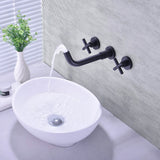 PROOX Double Handle Wall Mounted Bathroom Faucet With Drain Assembly