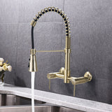 Double-Handle Wall Mounted Pull Down Kitchen Faucet