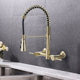 Double-Handle Wall Mounted Pull Down Kitchen Faucet