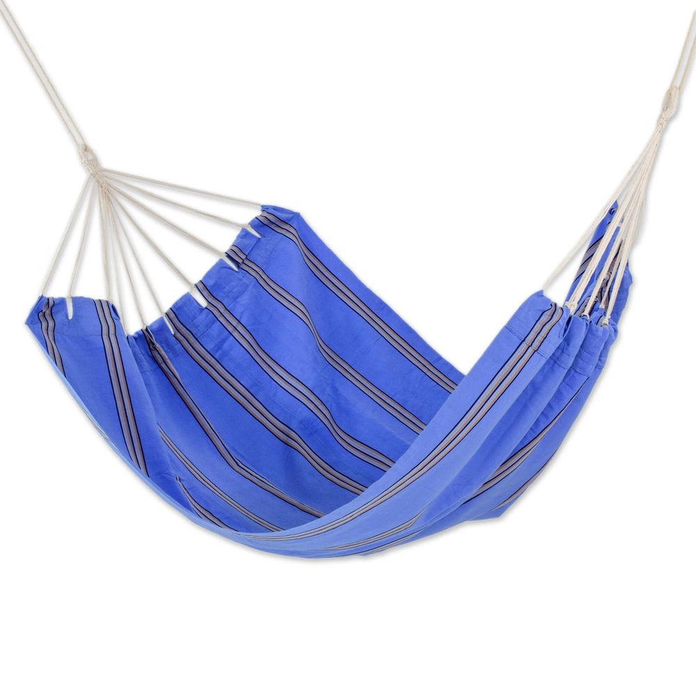 Handmade Double Handmade Hammock, 'Sky and Sea' (Guatemala)