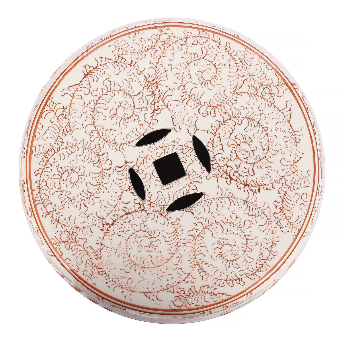 Double Happiness 18" Chinoiserie Ceramic Drum Garden Stool, Blue/White