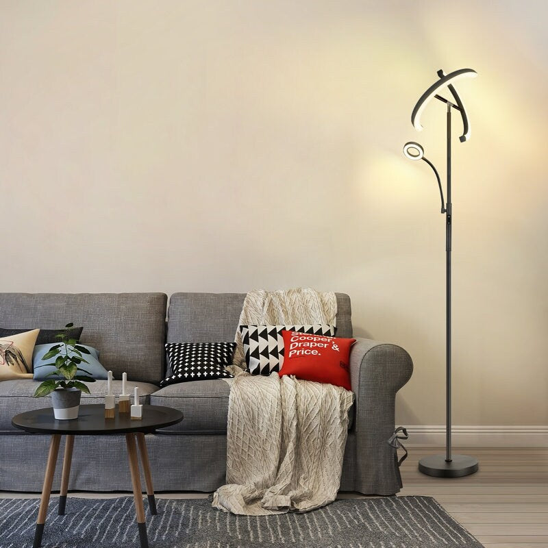 69 inch Double Headed Torchiere Floor Lamp with Remote Control,4 Color Temperature - black
