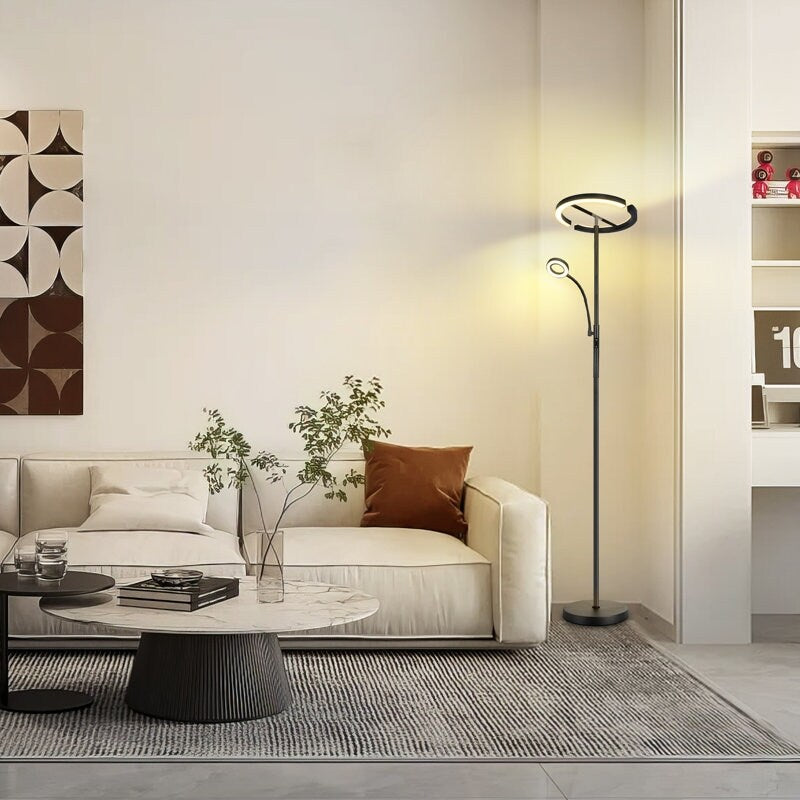 69 inch Double Headed Torchiere Floor Lamp with Remote Control,4 Color Temperature - black