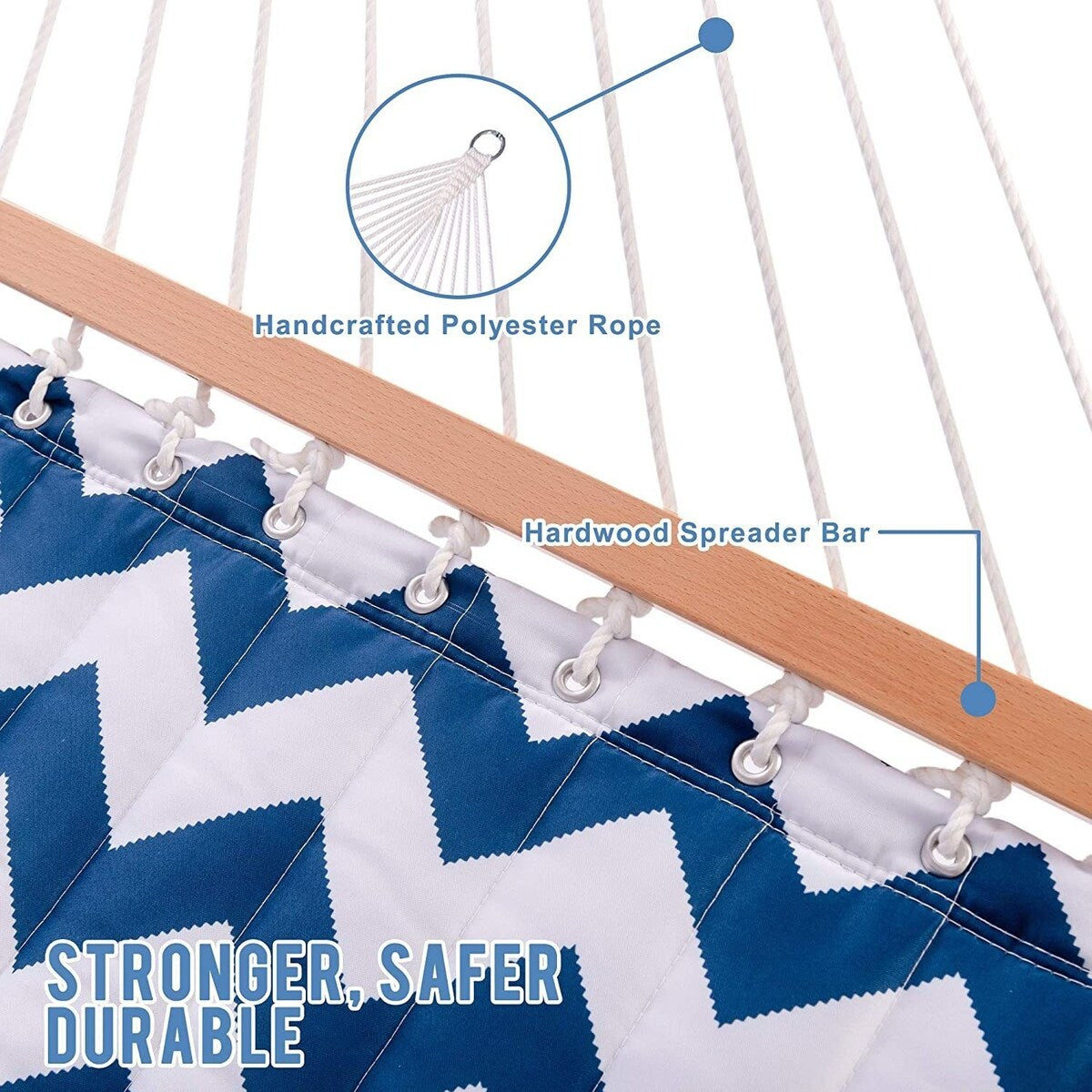 Double Quilted Fabric Hammock ,Blue Chevron