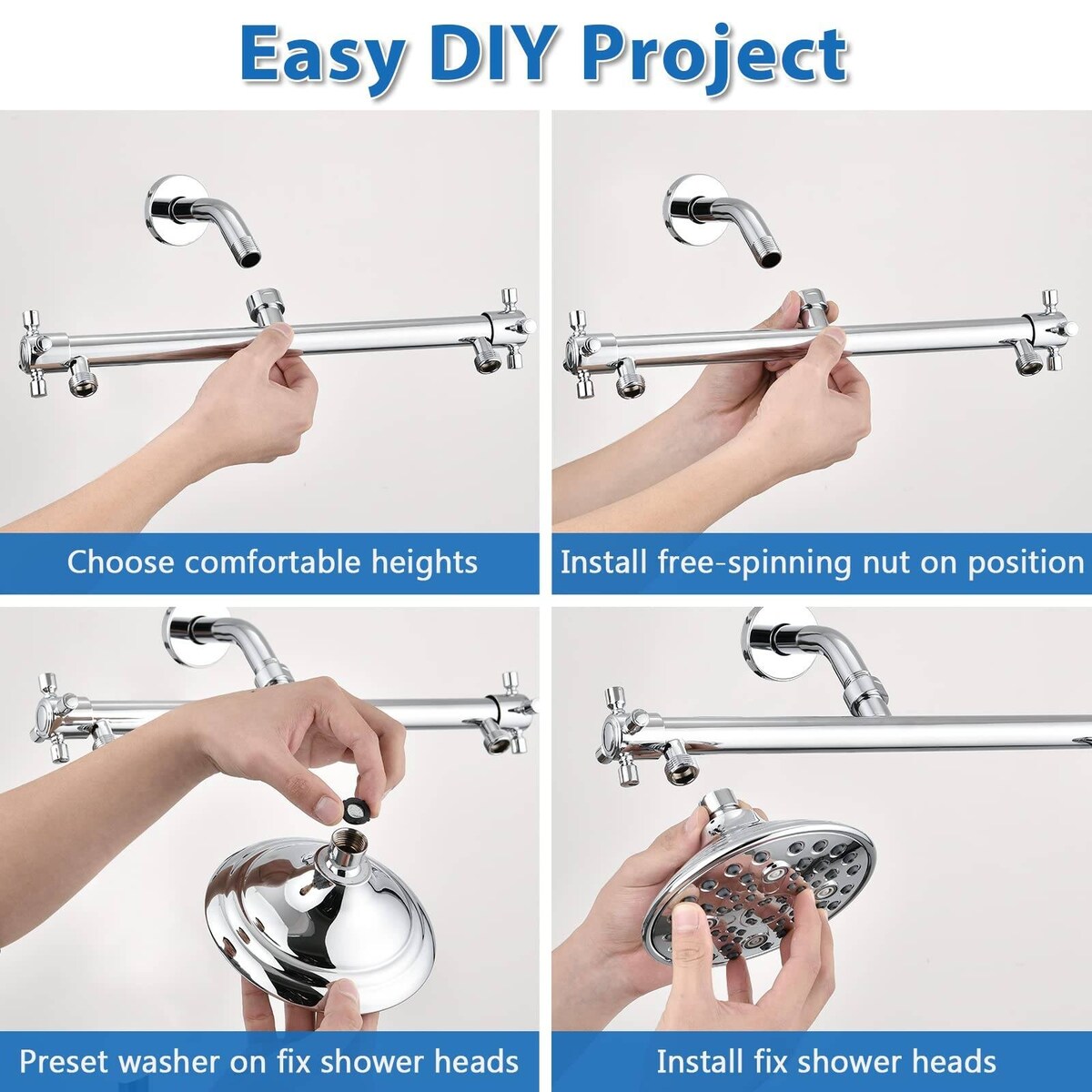 Double Shower Head with Built-in Valve, 6 Setting Dual Shower Head Design for Couple