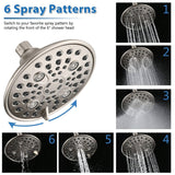 Double Shower Head with Built-in Valve, 6 Setting Dual Shower Head Design for Couple