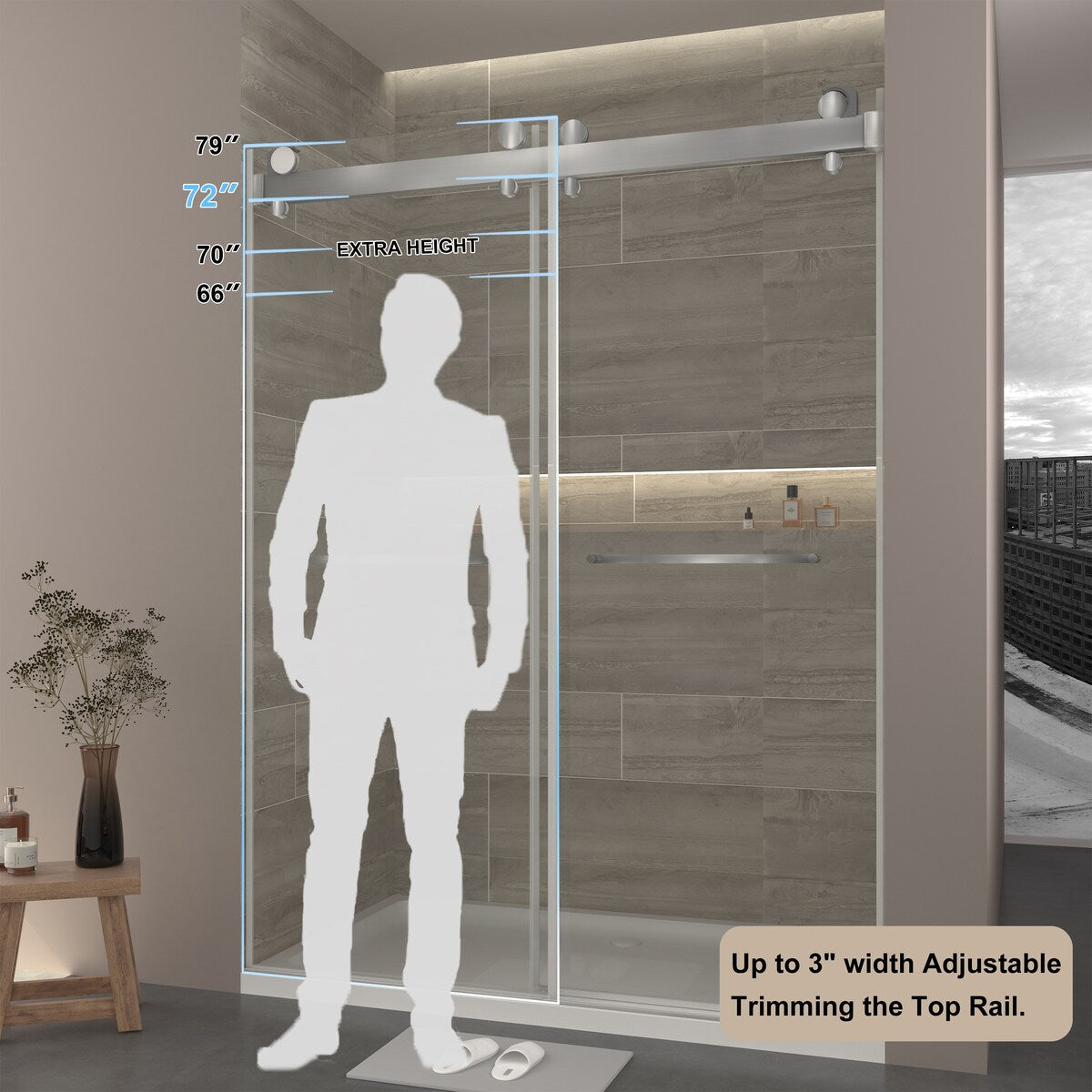Double Sliding Door Frameless Corner Shower Enclosure with 5/16 in. Tempered Glass