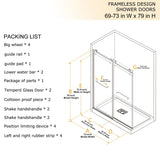 Double Sliding Door Frameless Corner Shower Enclosure with 5/16 in. Tempered Glass