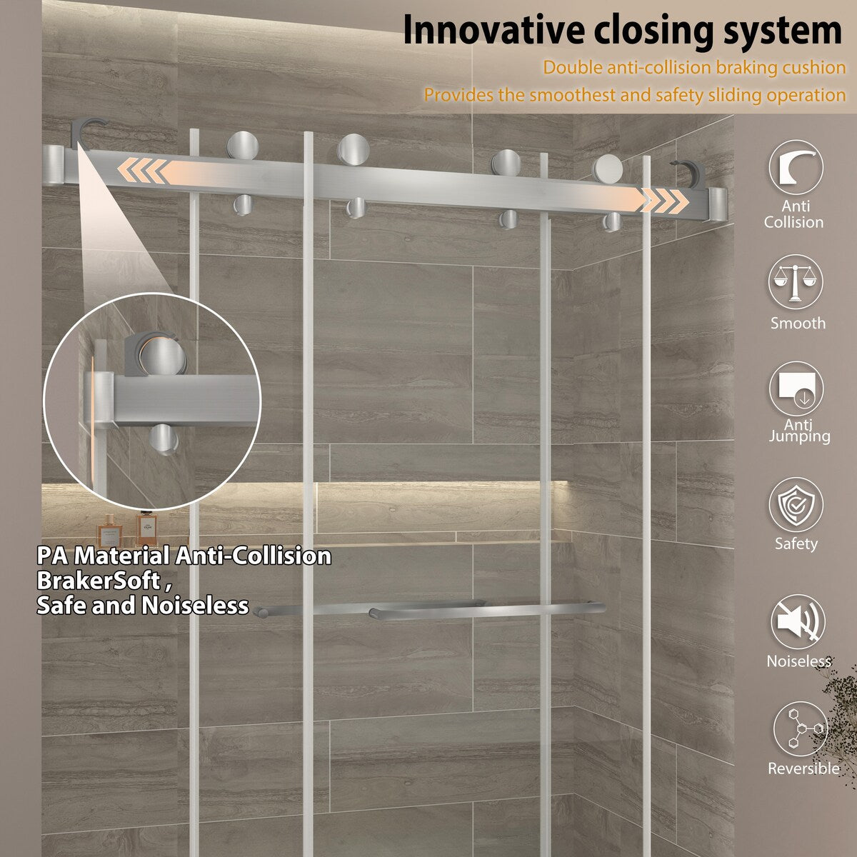 Double Sliding Door Frameless Corner Shower Enclosure with 5/16 in. Tempered Glass