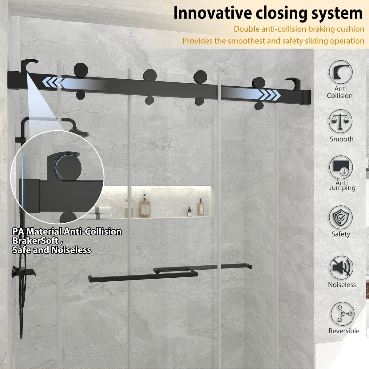 Double Sliding Door Frameless Corner Shower Enclosure with 5/16 in. Tempered Glass