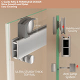 Double Sliding Door Frameless Corner Shower Enclosure with 5/16 in. Tempered Glass