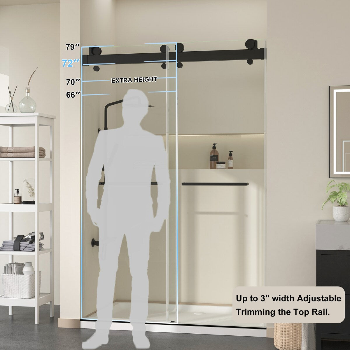 Double Sliding Door Frameless Corner Shower Enclosure with 5/16 in. Tempered Glass